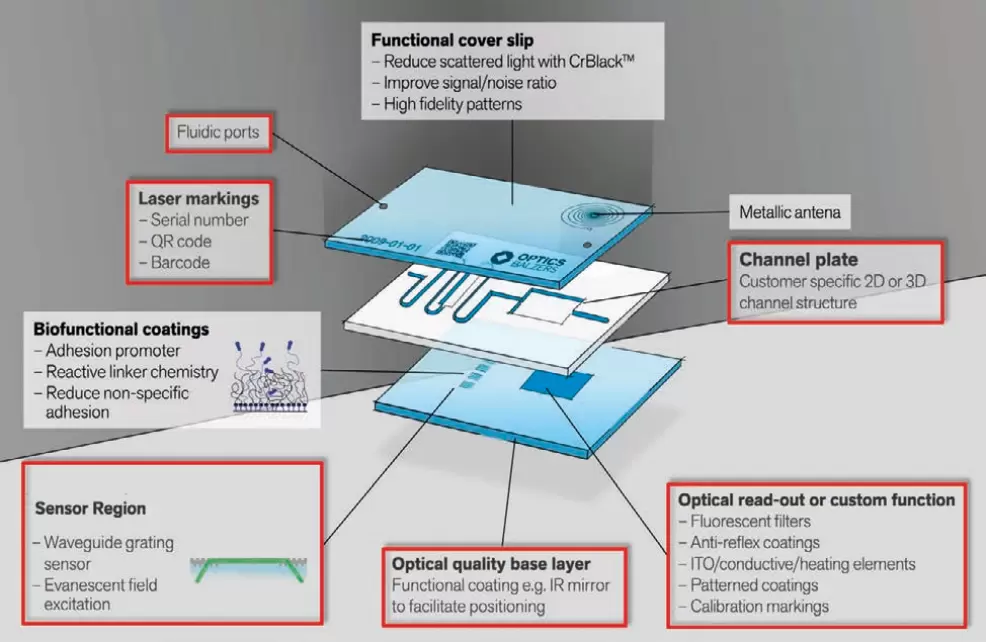 Figure 1: Customized functions integrated on a biochip substrate.