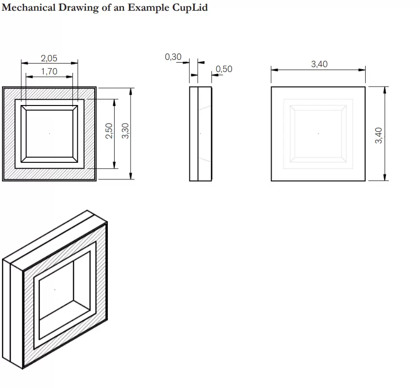 Mechanical Drawing of an Example CupLid